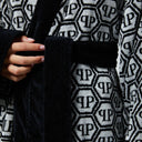 Philipp Plein Hooded Bathrobe Modern Pattern Terry Towelling