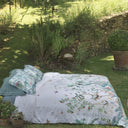 Mirabello Green Paradise Floral Duvet Cover Set in Cotton Sateen