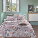 Mirabello Winter Garden Floral Cotton Sateen Duvet Cover Set