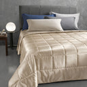 Quilted Bedspread Mirabello Brera Precious Plain Sateen Cotton Satin